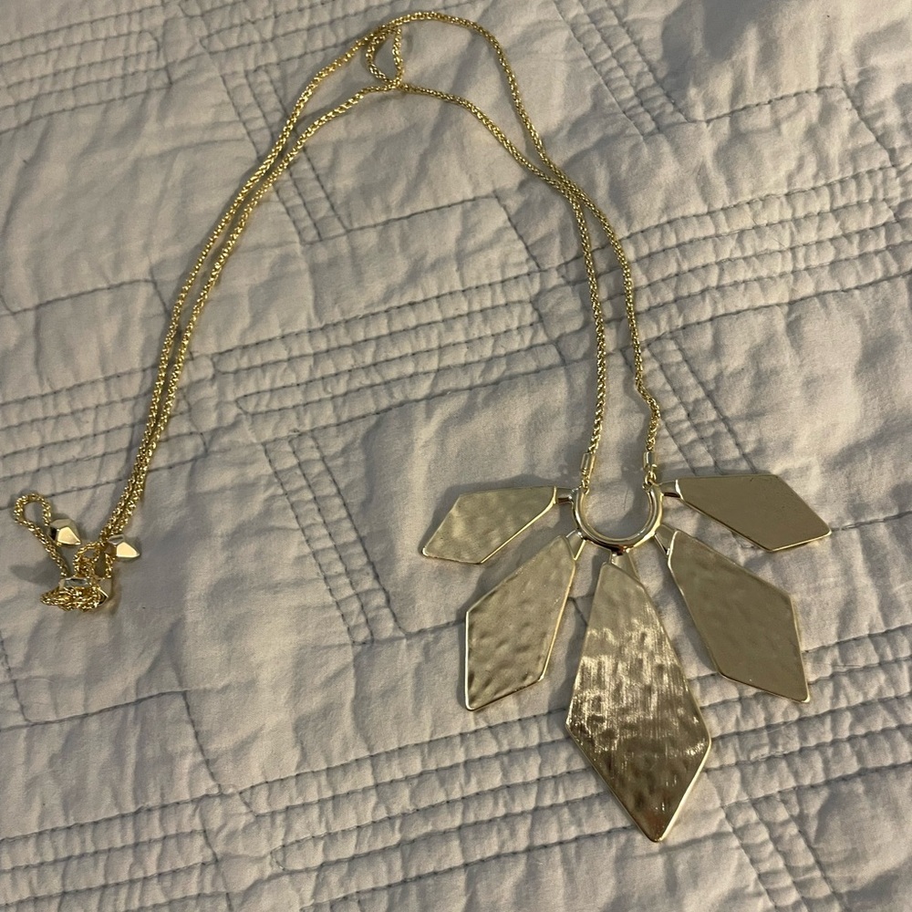 Gold Geometric Pendant Statement Necklace